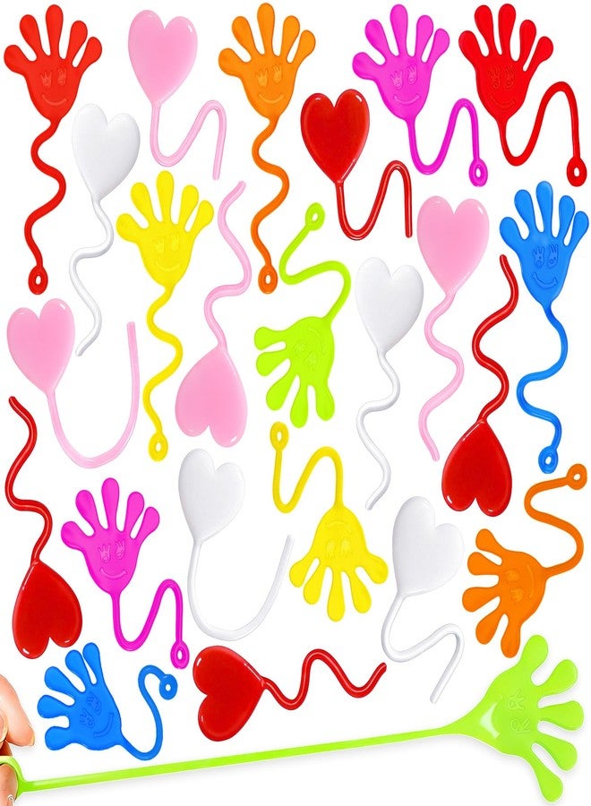 VICROIC 24PCS Valentines Gifts Sticky Hands Toys for Kids, Goodie Bag Stuffers Toys for Valentines Party Favor Supplies, Love Heart Sticky Toys for Boys Girls Classroom Prizes - Image 1