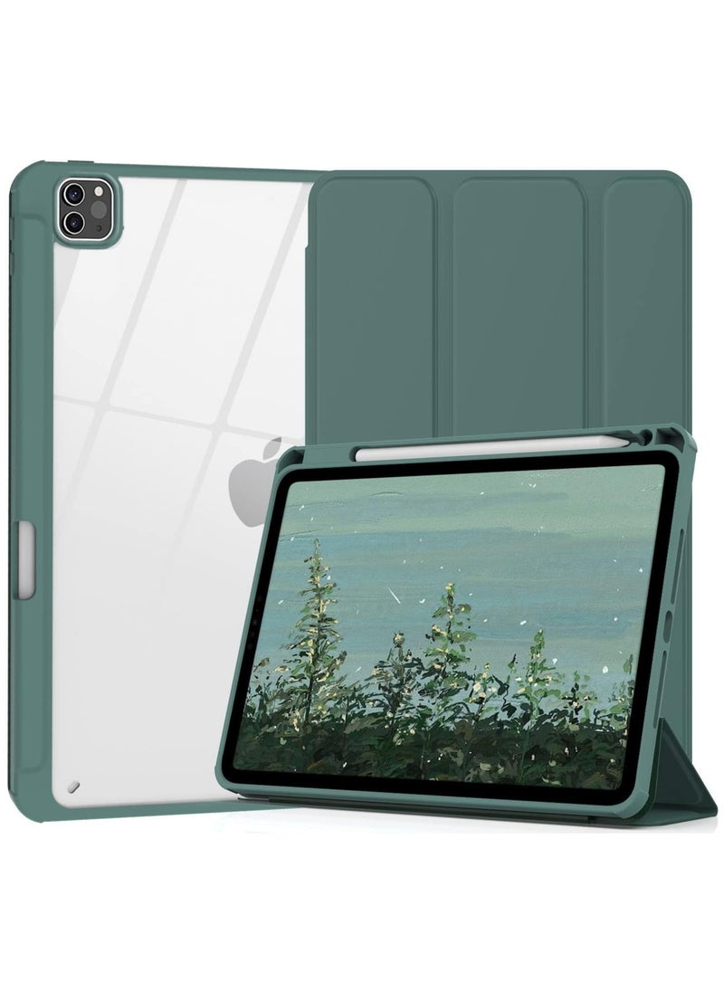 EVO Hybrid Case Compatible with iPad Air 13 inch (2024) M2, [Built-in Pencil Holder] Shockproof Cover with Clear Transparent Back Shell, Auto Wake Sleep, green  - Image 1