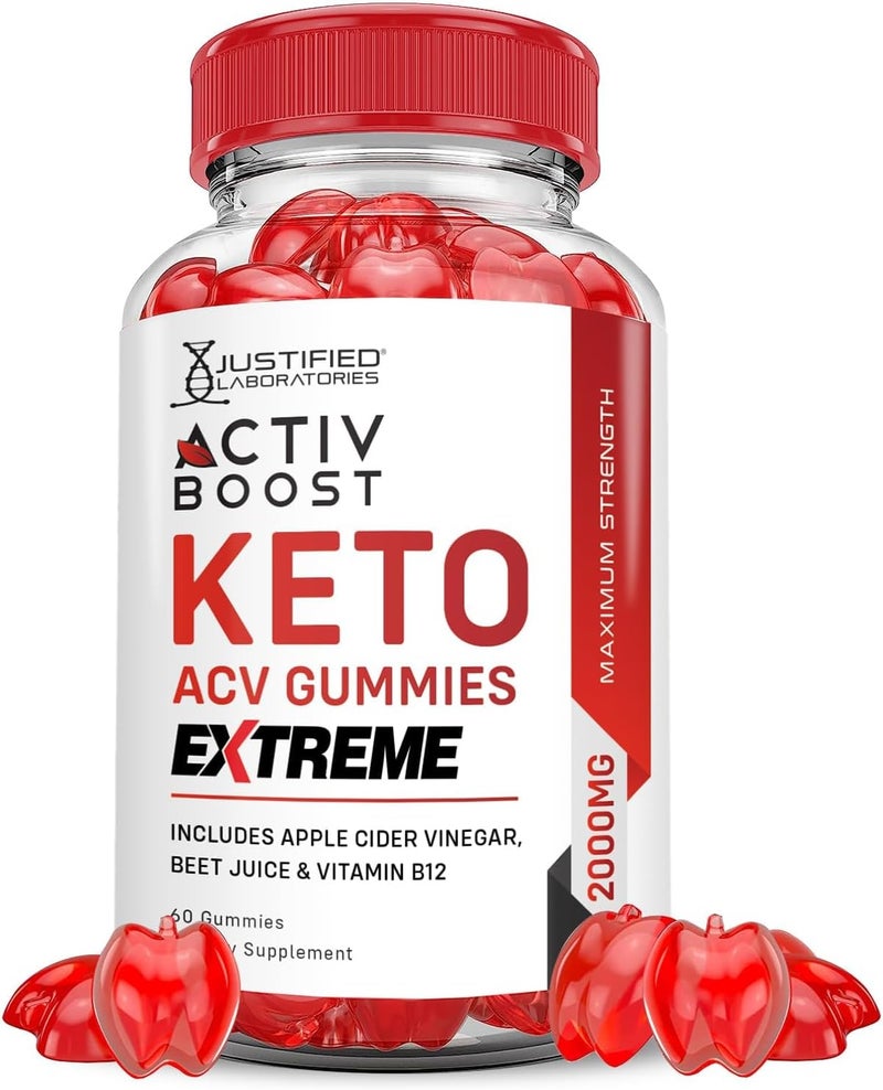 Justified Laboratories Activboost Keto Acv Gummies Extreme 2000MG Active Boost Keto Gummies Apple Cider Vinegar Activ Boost Formulated with Pomegranate Beet Juice Powder B12 Vegan Non GMO 60 Gummys - Image 1