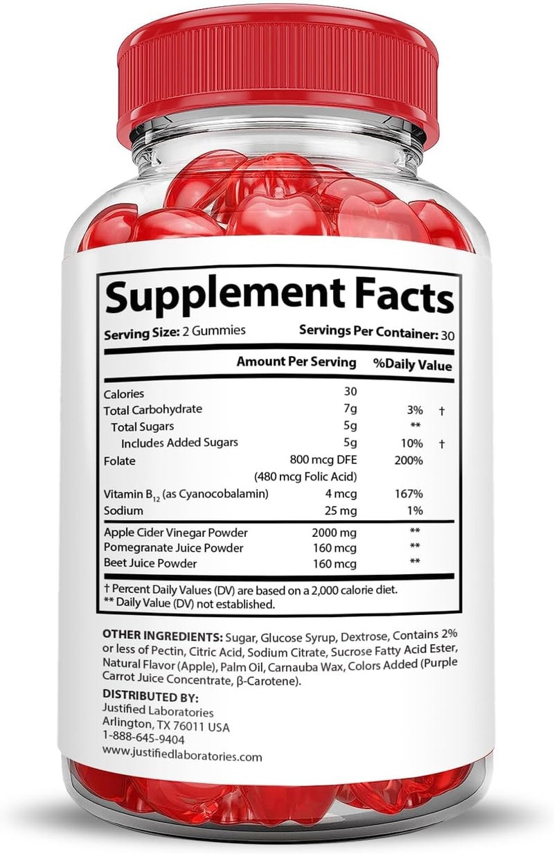 Justified Laboratories Activboost Keto Acv Gummies Extreme 2000MG Active Boost Keto Gummies Apple Cider Vinegar Activ Boost Formulated with Pomegranate Beet Juice Powder B12 Vegan Non GMO 60 Gummys - Image 2