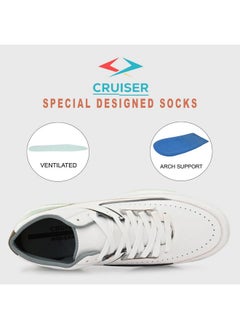 CRUISER Cruiser Men's White High-Neck Sneakers | Lightweight & Comfortable | Ideal for Walking, Gym, and Casual Wear  - Image 3
