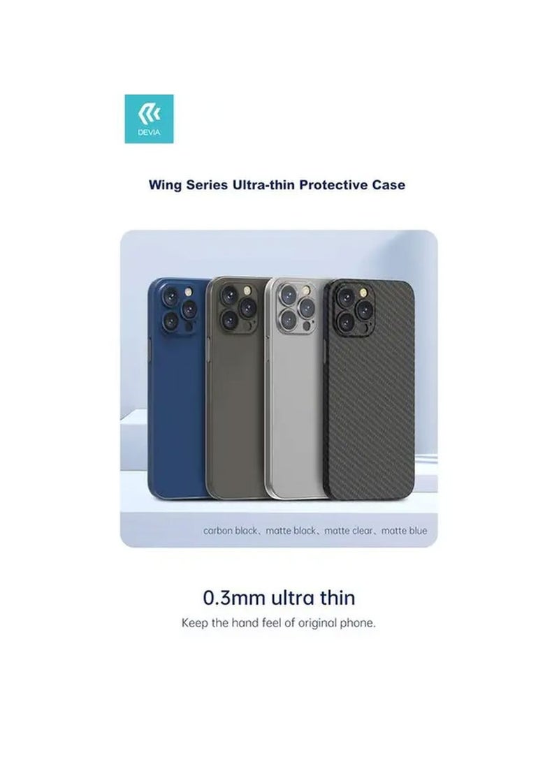 ديفيا جراب خلفي واقٍ رفيع للغاية من سلسلة Wing لهاتف iPhone 13 Pro Max مقاس 6.7 بوصة / ممتص للصدمات / مقاوم للخدش / سهولة الوصول إلى جميع المنافذ - أسود كربوني - Image 4