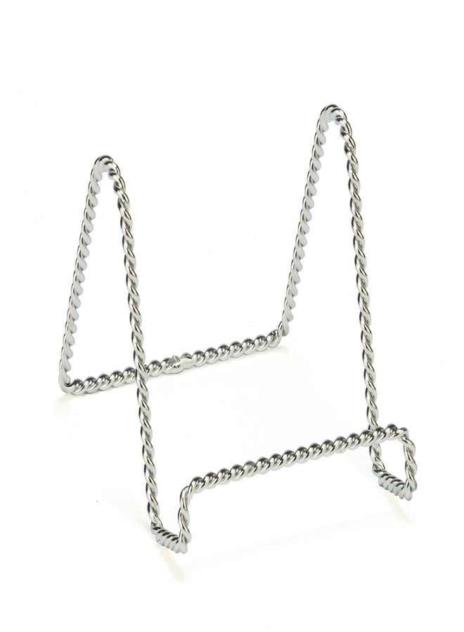 TRIPAR Decorative Chrome Twisted Wire Stand 3", Tabletop Easel Sleek & Modern Look - Perfect for Books, Plates, Photos & More - Image 1