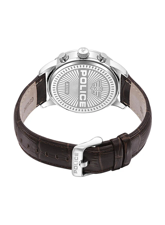 بوليس Raho Watch For Men White Dial And Brown Leather Strap