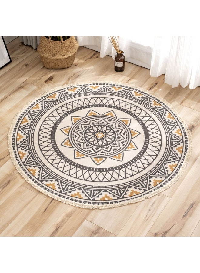 Hohe Style Vinatge Anti-slip Floor Carpet With Tassel Round Shape Soft Floral Printed Bedside Study Livingroom Decoration Rugs - Image 1