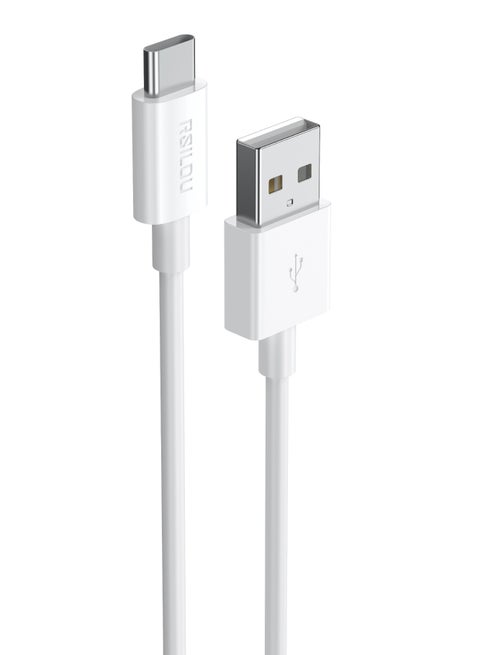 R2003-001 USB-C to USB-A Cable, 1M, High Durability, charging and data cable, Transmission Copper Wires, white
