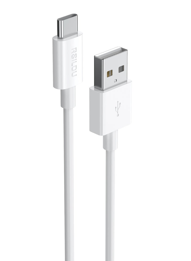 ارسيلو R2003-001 كابل USB-C إلى USB-A، 1 متر، عالي المتانة، كابل شحن ونقل بيانات، أسلاك نحاسية لنقل البيانات، أبيض - Image 1
