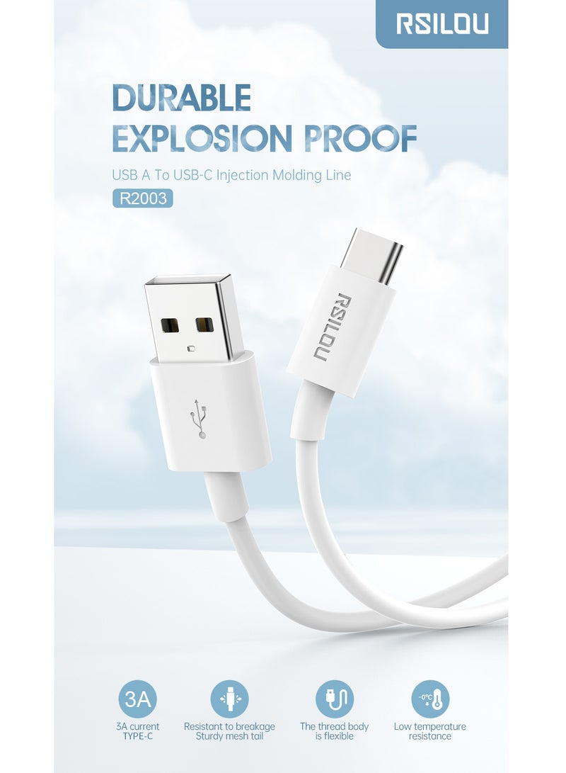 ارسيلو R2003-001 كابل USB-C إلى USB-A، 1 متر، عالي المتانة، كابل شحن ونقل بيانات، أسلاك نحاسية لنقل البيانات، أبيض - Image 5