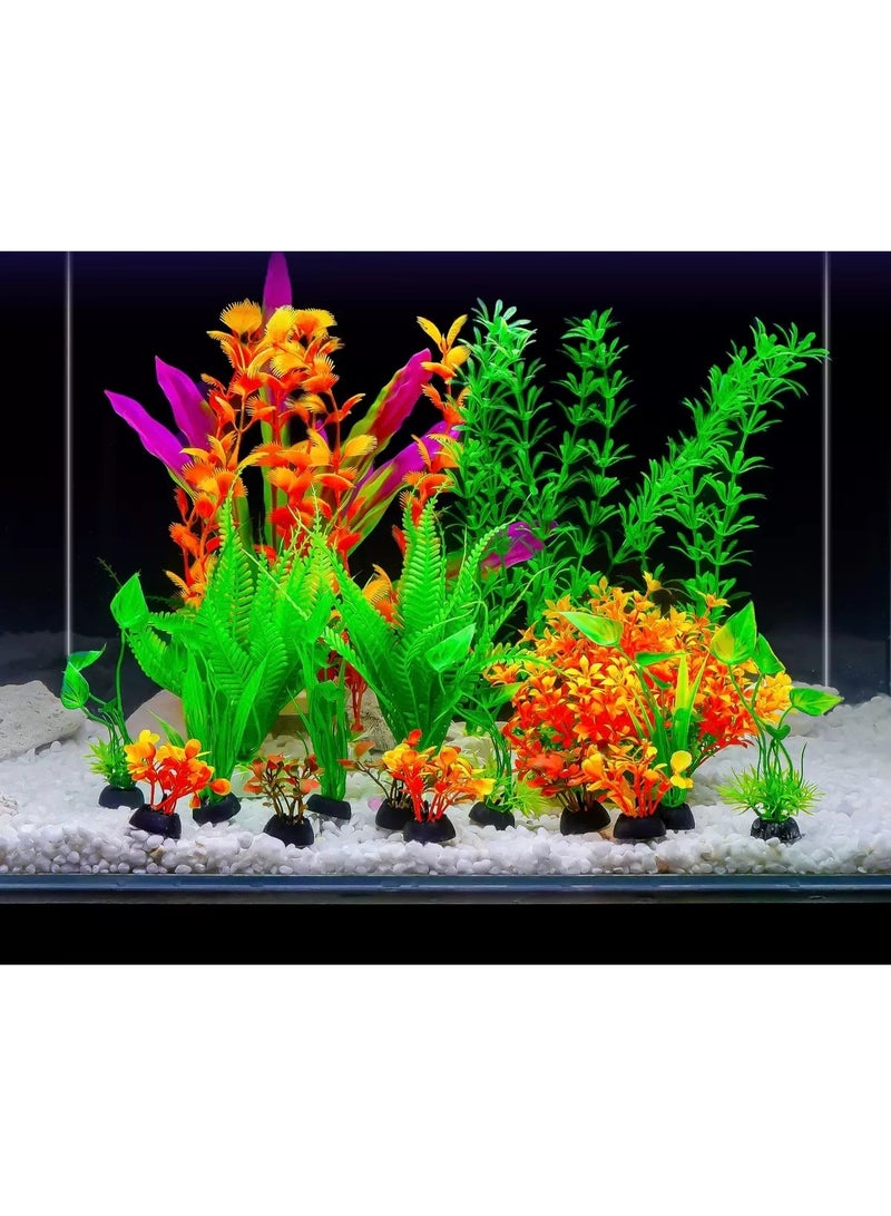 HUANXIN HOME Aquarium Decorations  Lifelike Plastic Decor Fish Tank Plants,Used for Household and Office Aquarium Simulation Plastic Hydroponic Plants.(1PCS,BIG,ORANGER) - Image 2