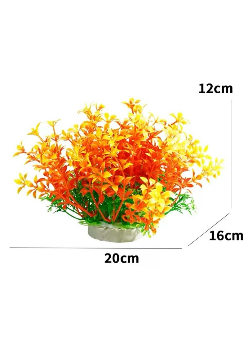 HUANXIN HOME Aquarium Decorations  Lifelike Plastic Decor Fish Tank Plants,Used for Household and Office Aquarium Simulation Plastic Hydroponic Plants.(1PCS,BIG,ORANGER) - Image 1