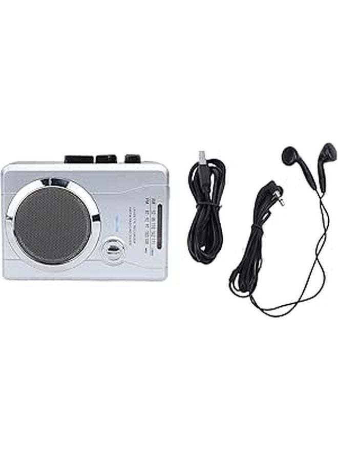 Retro Cassette Player AM FM Radio with Large Speaker Headphone Jack and Built in Microphone - Image 1