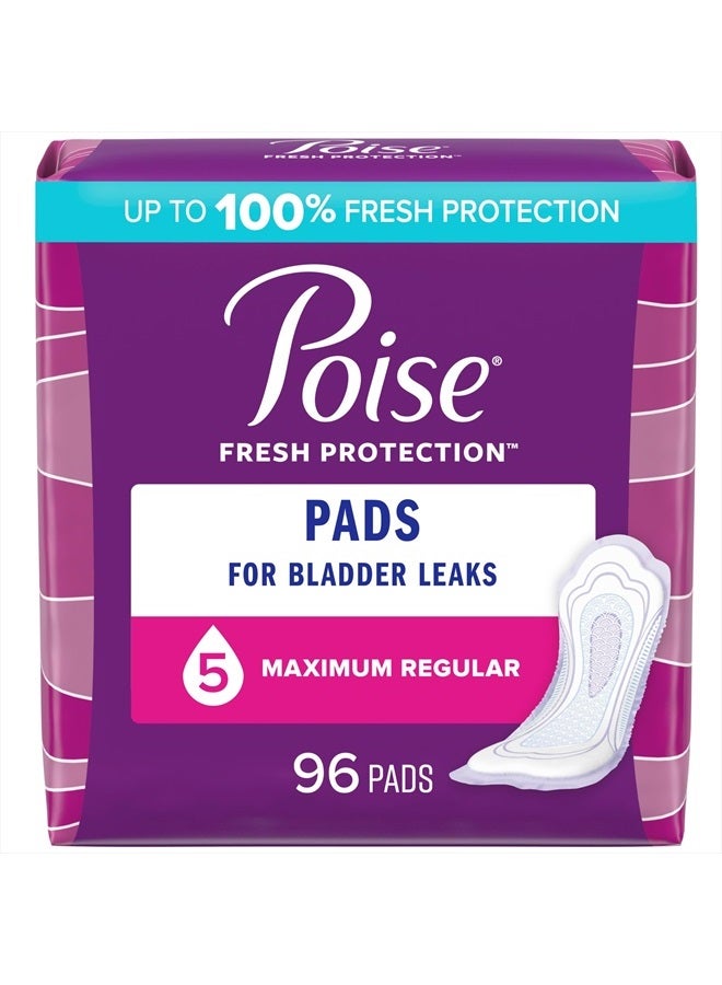 Poise Incontinence Pads & Postpartum Incontinence Pads, 5 Drop Maximum Absorbency, Regular Length, 96 Count (2 Packs of 48), Packaging May Vary  - Image 1