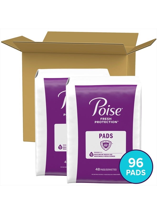 Poise Incontinence Pads & Postpartum Incontinence Pads, 5 Drop Maximum Absorbency, Regular Length, 96 Count (2 Packs of 48), Packaging May Vary  - Image 2