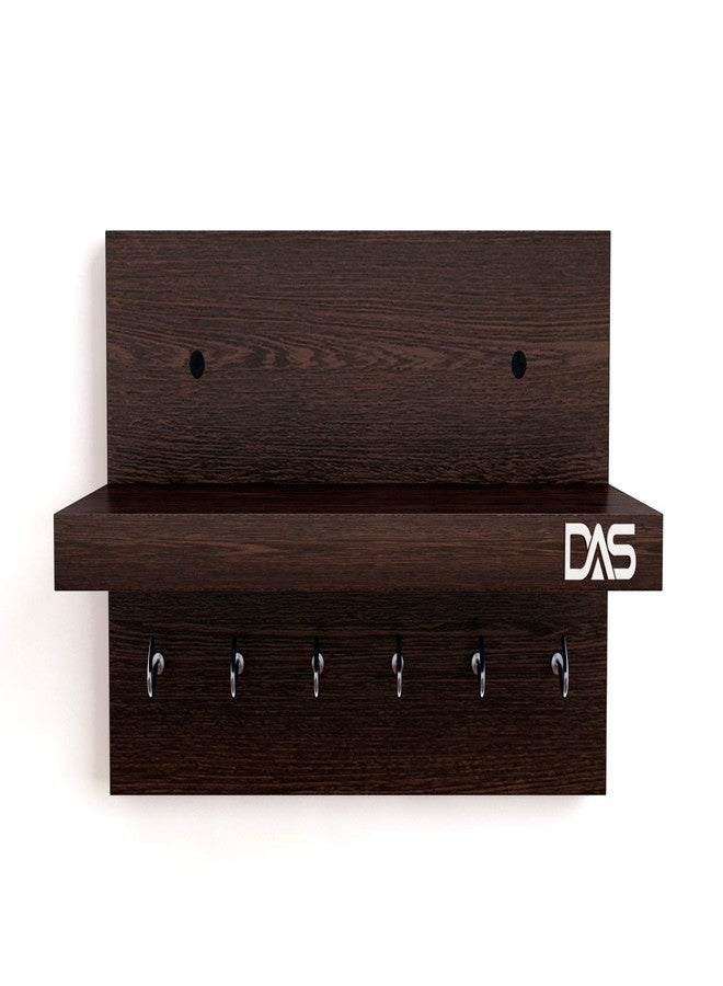 DAS Engineered Wood Wall Mounted Home Decor Key Chain Holder/Organizer with Wall Shelf Display Rack (6 Hooks) Wenge- Mabel - Image 5