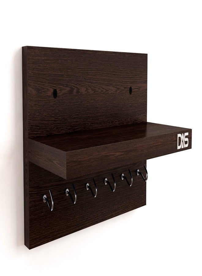 DAS Engineered Wood Wall Mounted Home Decor Key Chain Holder/Organizer with Wall Shelf Display Rack (6 Hooks) Wenge- Mabel - Image 2