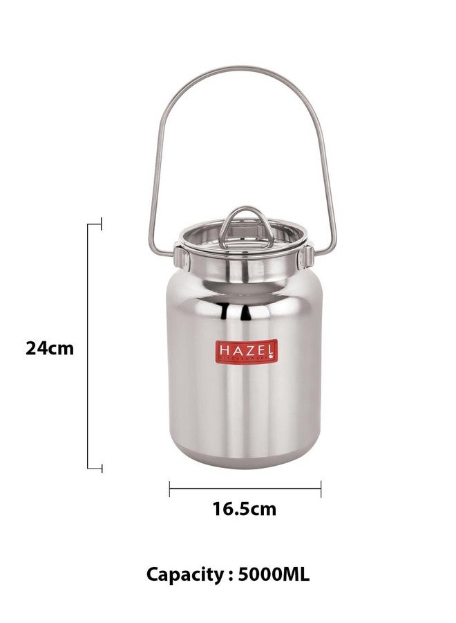 HAZEL Stainless Steel Oil And Ghee Air Tight Container | 5 Litre Oil Pot Container For Kitchen Storage | Steel Ghee Can,Silver - Image 4