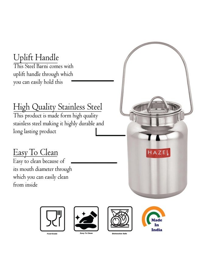 HAZEL Stainless Steel Oil And Ghee Air Tight Container | 5 Litre Oil Pot Container For Kitchen Storage | Steel Ghee Can,Silver - Image 3