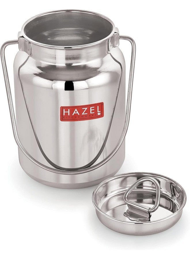 HAZEL Stainless Steel Oil And Ghee Air Tight Container | 5 Litre Oil Pot Container For Kitchen Storage | Steel Ghee Can,Silver - Image 1