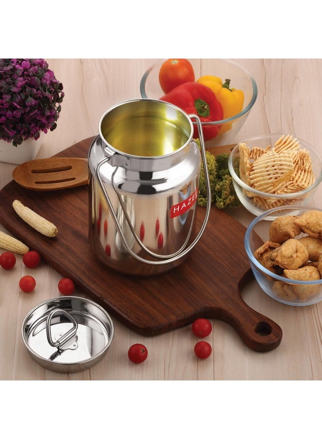 HAZEL Stainless Steel Oil And Ghee Air Tight Container | 5 Litre Oil Pot Container For Kitchen Storage | Steel Ghee Can,Silver - Image 2