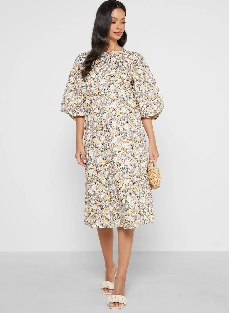 Object Wide Sleeve Floral Print Dress