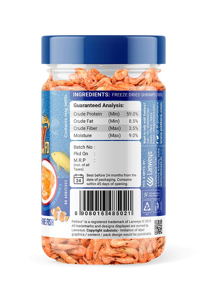 Petlers Shrimpy Premium Fd - Freeze Dried Shrimp Treats, Natural Food For Freshwater And Marine Fish (50G), Adult - Image 3