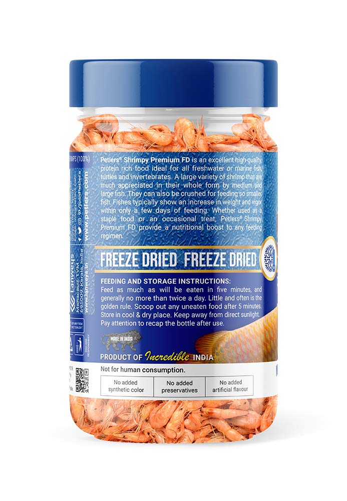 Petlers Shrimpy Premium Fd - Freeze Dried Shrimp Treats, Natural Food For Freshwater And Marine Fish (50G), Adult - Image 2