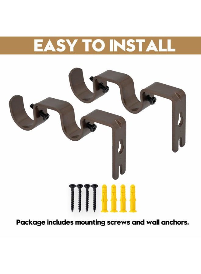 AddGrace 2 PCS Double Curtain Rod Bracket Heavy Duty Vintage Curtain rod Holder for 1" and 5/8" Rod (Brown) - Image 4