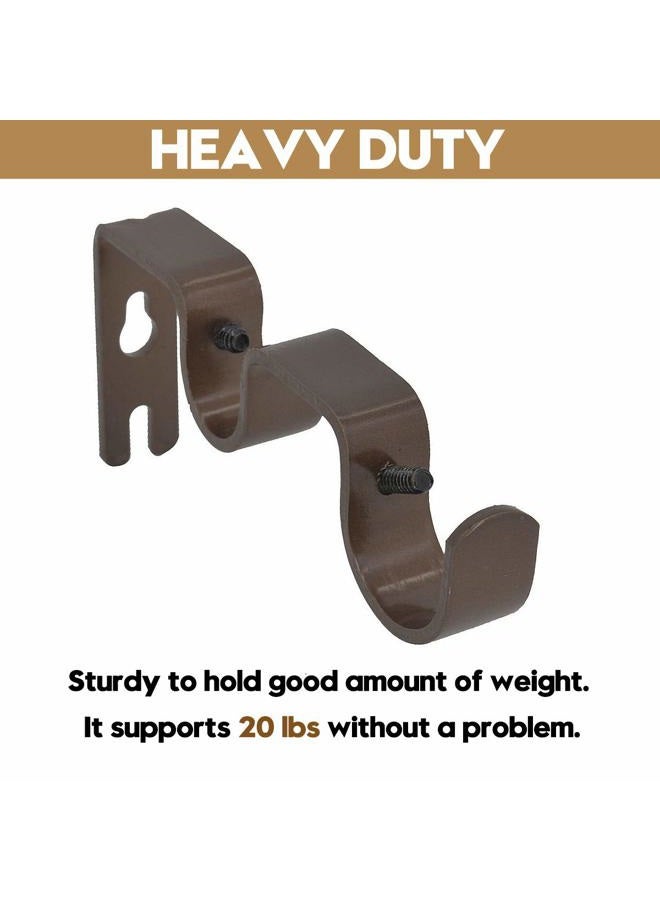 AddGrace 2 PCS Double Curtain Rod Bracket Heavy Duty Vintage Curtain rod Holder for 1" and 5/8" Rod (Brown) - Image 3