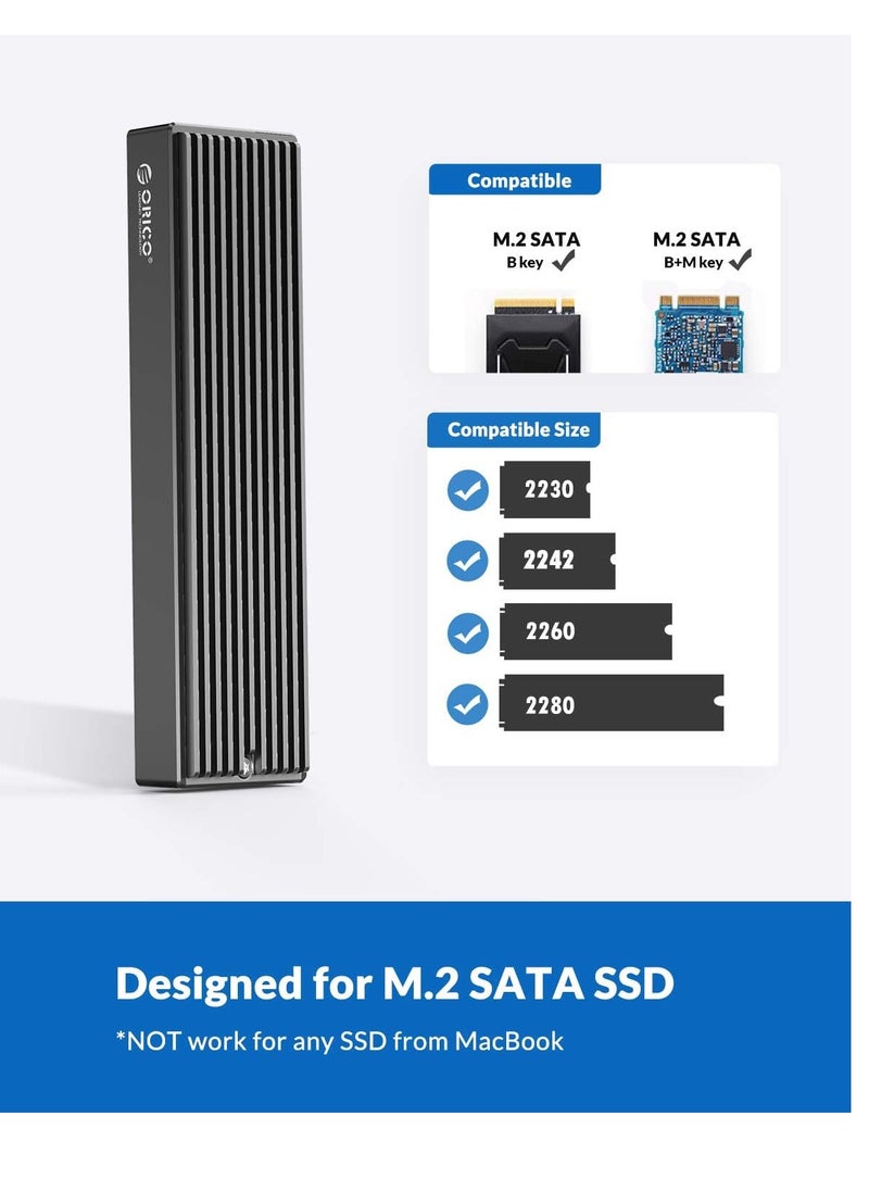 Orico - M.2 NGFF SSD Enclosure USB 3.0 Type-C , 5Gbps , Adapter Portable M2 SATA to USB - Support M.2 SATA B-Key / B+M Key (2230/2242/2260/2280), For UASP and SMART-   Does Not Support NVMe SSD M2PF - Image 1