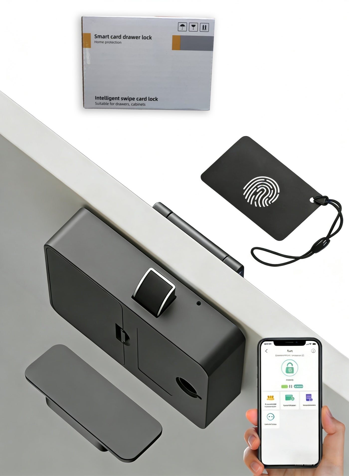 Upgraded smart locker locks and hidden keyless electric drawer locks, hidden NFC locks with no drilling required, electronic child safety locks for drinks cabinets, cupboards, drawers and desks (mobile NFC functionality for Android only)