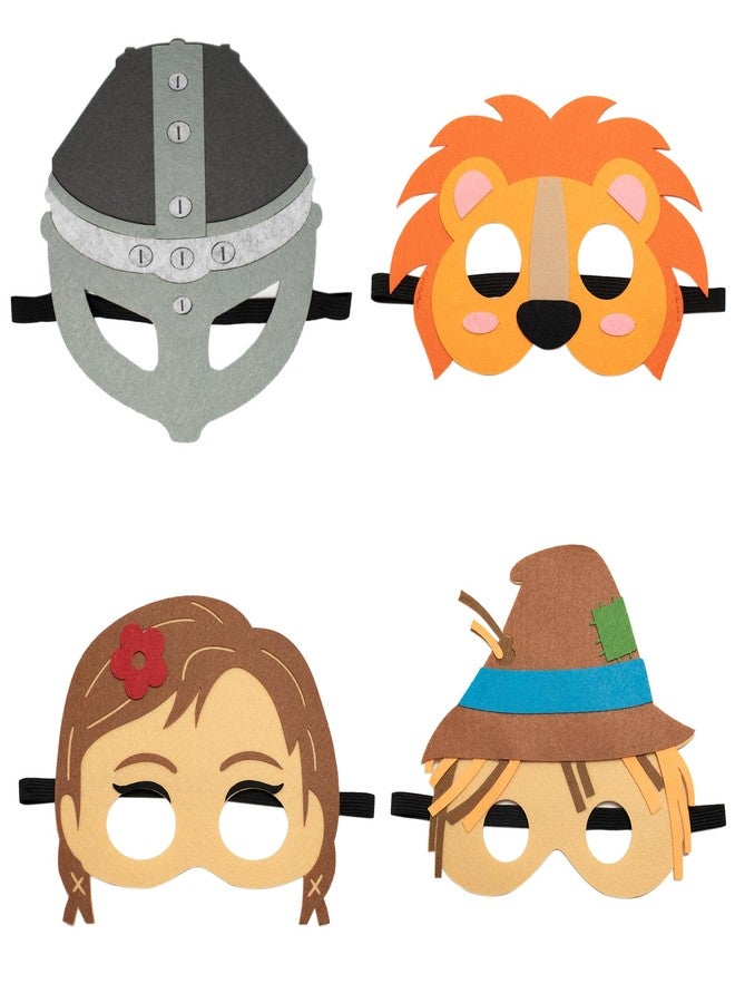 INF-STAR Felt Masks Set - 4PCS Girl, Scarecrow, Tinman and Cowardly Lion Costume Masks for Kids Birthday Party, Dress Up & Halloween - Image 1