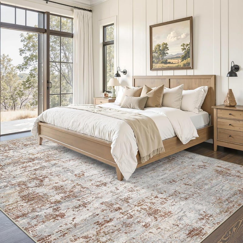 Art&Tuft أرضية قابلة للغسيل من ، مقاومة للبقع ومانعة للانزلاق، مناسبة لغرفة المعيشة، قابلة للطي والغسيل في الغسالة (TPR18-اللون الرمادي، مقاس 8 أقدام × 10 أقدام) - Image 4