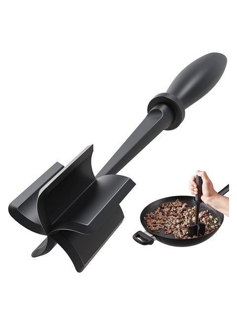 Meat Chopper, Hamburger Chopper, Premium Heat Resistant Masher and Smasher for Hamburger Meat, Ground Beef, Ground Turkey and More, Nylon Ground Beef Chopper Tool and Meat Fork, Mix Chopper-Black