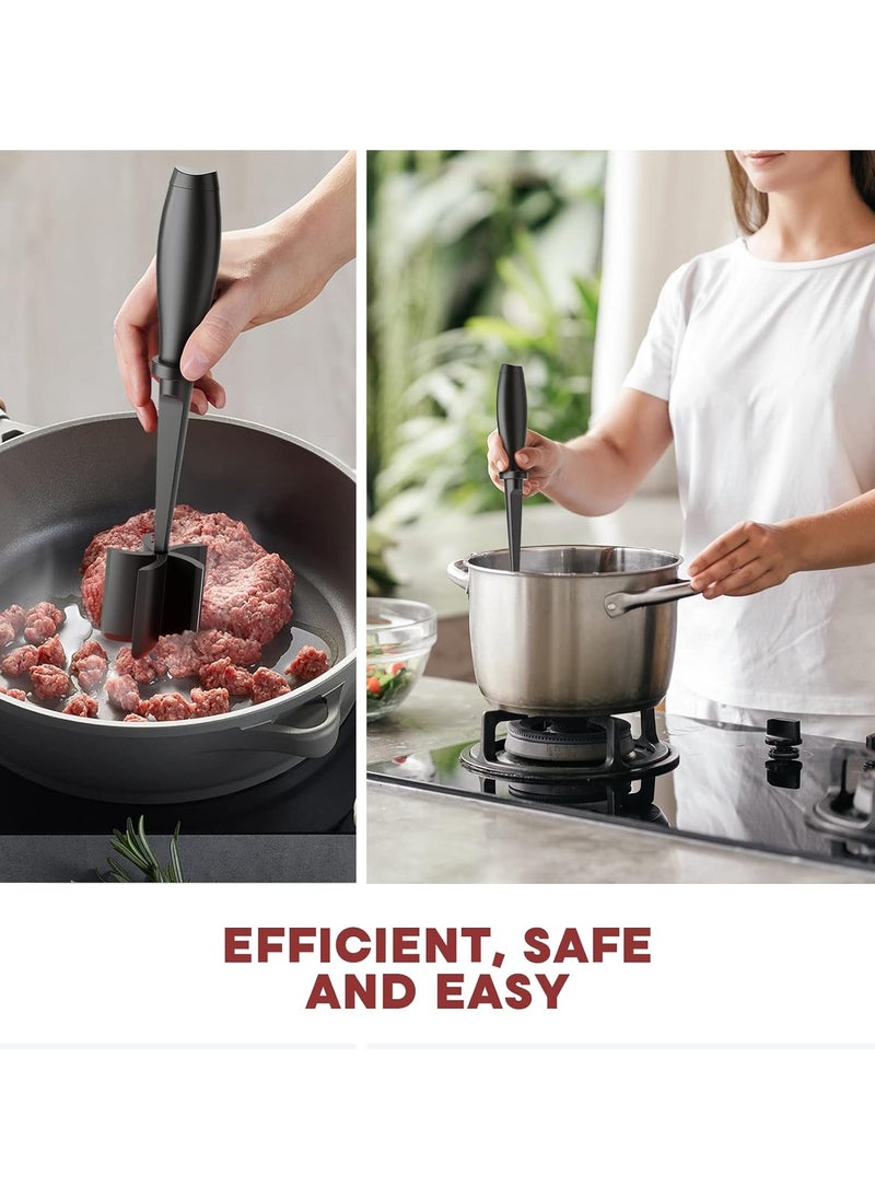 Generic - Meat Chopper, Hamburger Chopper, Premium Heat Resistant Masher and Smasher for Hamburger Meat, Ground Beef, Ground Turkey and More, Nylon Ground Beef Chopper Tool and Meat Fork, Mix Chopper-Black - Image 1