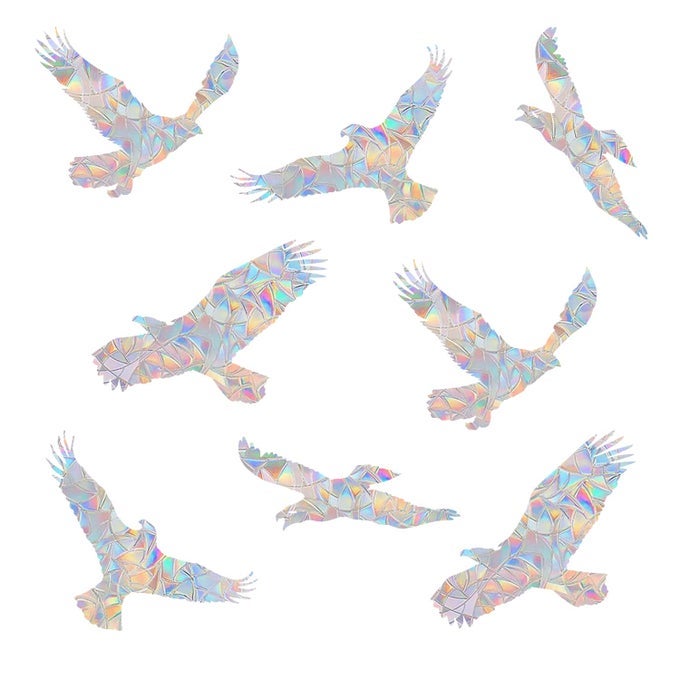 EAGLE ANTICOLLISION WINDOW CLINGS GLASS REMINDER PRISM DECALS AVOID BIRDS STRIKES FOR WINDOWS AND GLASS DOORS 24 PIECES