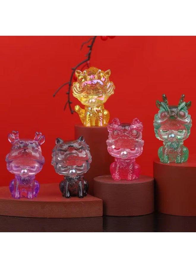 Blind Box Cute Cartoon Desktop Decoration Car Ornaments Dragon White Tiger Kirin Birthday Gift For Girls-Color:Nine Sons Of The Dragon King, A Strange Beast From Mountains And Seas [2 Blind Boxes, No Duplicates]-Specification:Auspicious Animal Blind Box