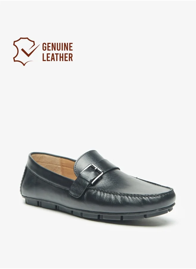 دوتشيني Men's Buckle Detail Slip-On Moccasins