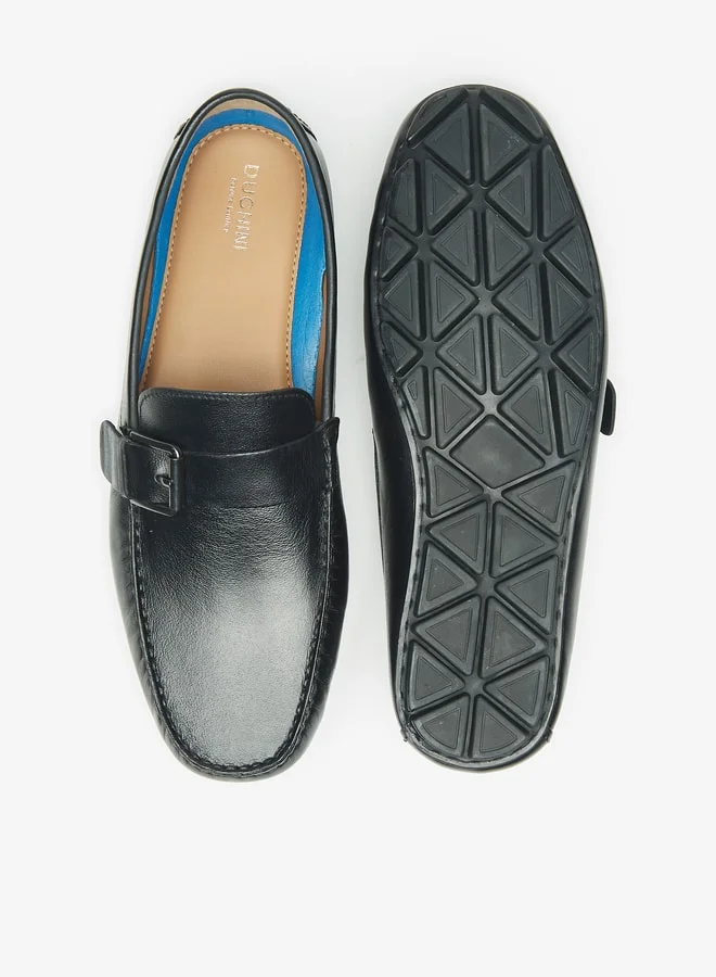 دوتشيني Men's Buckle Detail Slip-On Moccasins