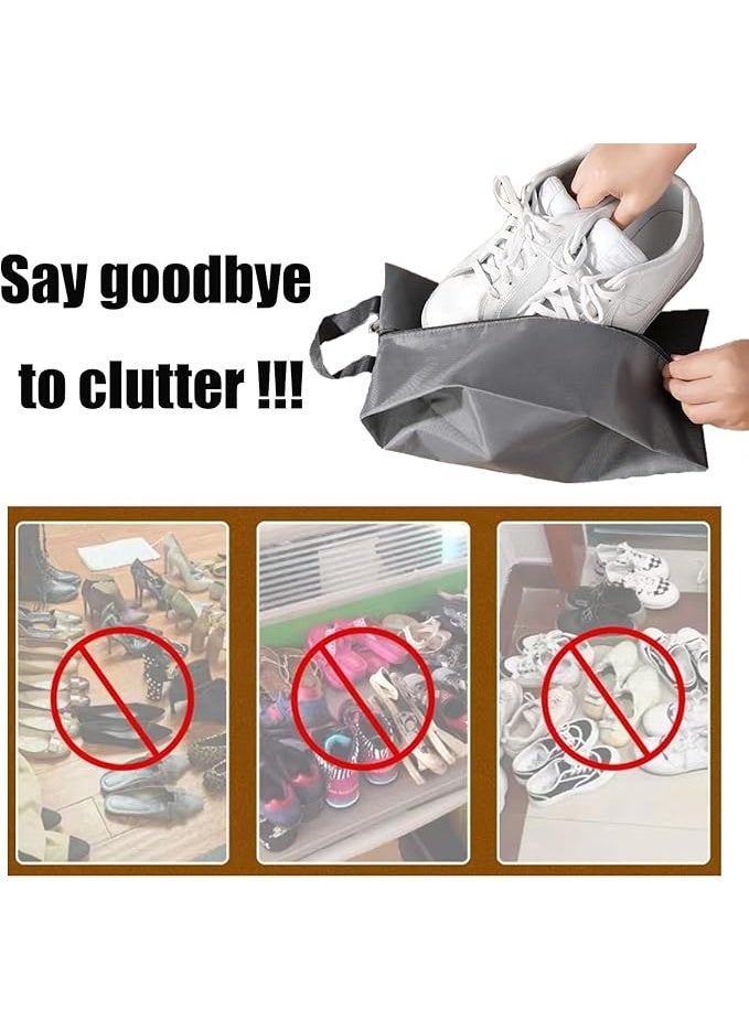 DUNISO 4Pcs Travel Shoe Bags，Nylon Shoe Bag with Zipper，Shoe Carrying Bag，Reusable，Waterproof，for Outdoor，Travel，Business Trips，Black - Image 5