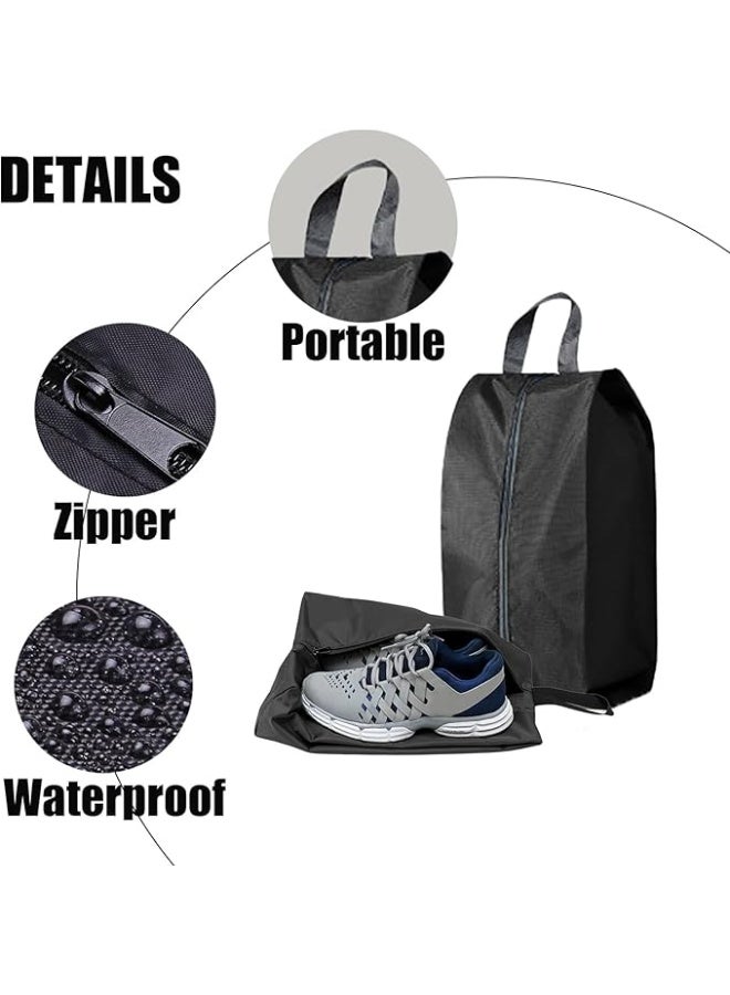 DUNISO 4Pcs Travel Shoe Bags，Nylon Shoe Bag with Zipper，Shoe Carrying Bag，Reusable，Waterproof，for Outdoor，Travel，Business Trips，Black - Image 3