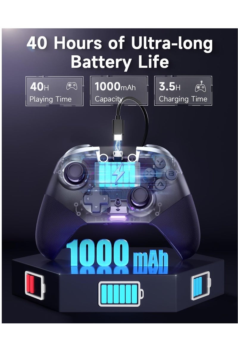 EasySMX X10 PC Controller - Enhanced Wireless Bluetooth Controller with Hall Joysticks/Hall Triggers/19 Mechanical Metal Keys - No Stick Drift, No Dead Zone - Work for Windows, Steam and Switch - Image 2