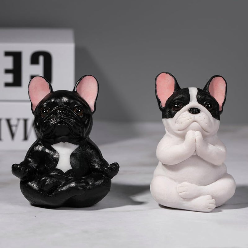klarako 2 Pack Yoga Bulldog Figurines Meditation Bulldog Figurine Garden Statue Decor Meditating Bulldog Sculptures for Collection Zen Yoga Bulldog Crafts Home Office Desktop Ornaments Decoration Gift - Image 5