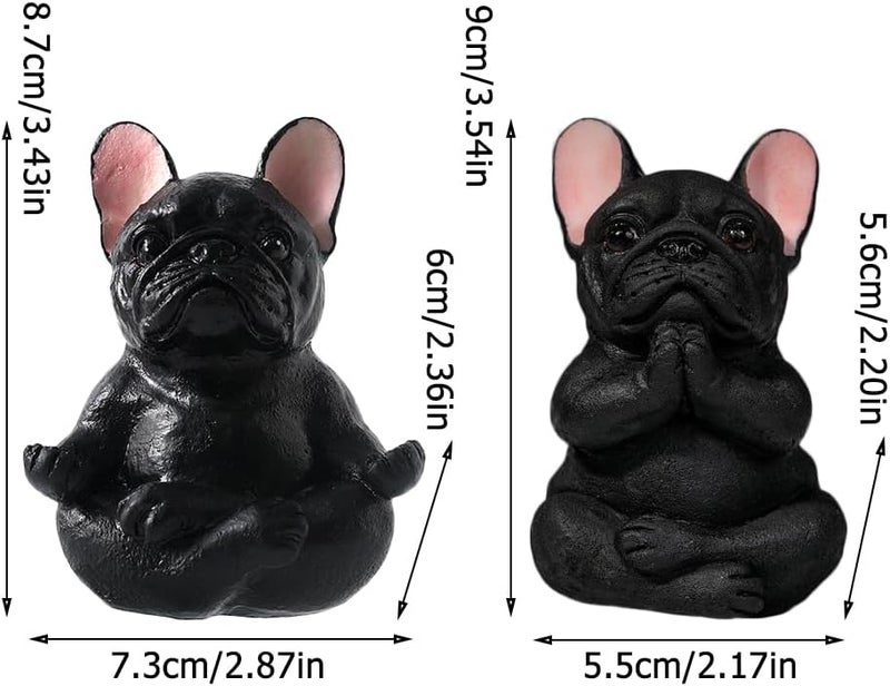 klarako 2 Pack Yoga Bulldog Figurines Meditation Bulldog Figurine Garden Statue Decor Meditating Bulldog Sculptures for Collection Zen Yoga Bulldog Crafts Home Office Desktop Ornaments Decoration Gift - Image 2