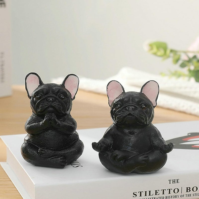 klarako 2 Pack Yoga Bulldog Figurines Meditation Bulldog Figurine Garden Statue Decor Meditating Bulldog Sculptures for Collection Zen Yoga Bulldog Crafts Home Office Desktop Ornaments Decoration Gift - Image 3