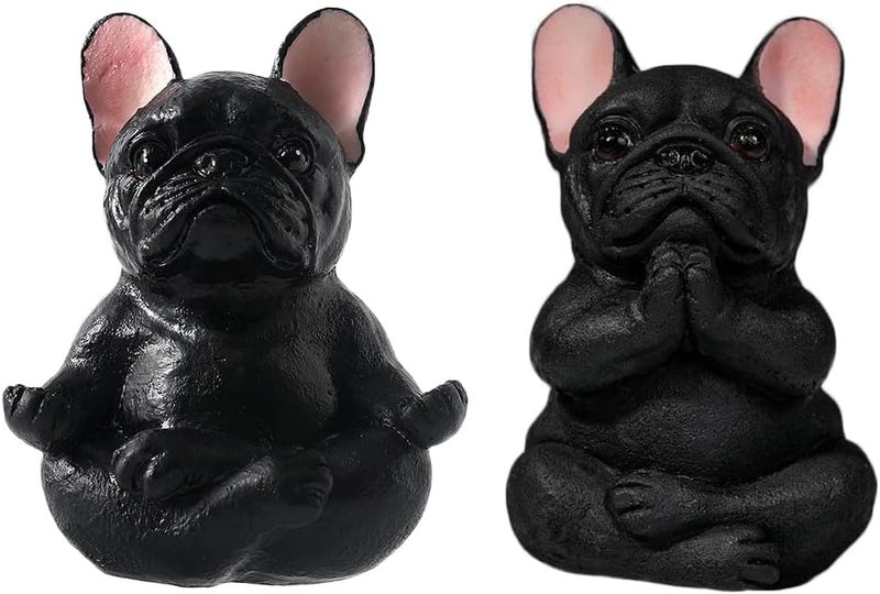 klarako 2 Pack Yoga Bulldog Figurines Meditation Bulldog Figurine Garden Statue Decor Meditating Bulldog Sculptures for Collection Zen Yoga Bulldog Crafts Home Office Desktop Ornaments Decoration Gift - Image 1