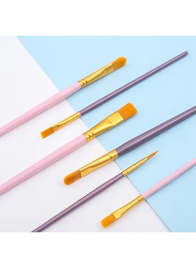 Purple Plastic Paintbrush Set With Golden Handles For Acrylic Oil Watercolor Painting - Image 4