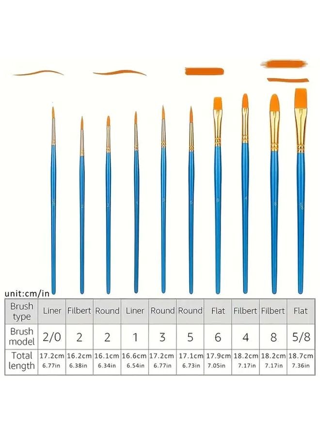 Purple Plastic Paintbrush Set With Golden Handles For Acrylic Oil Watercolor Painting - Image 2