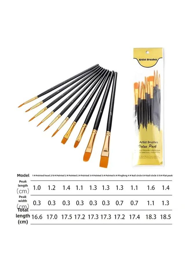 Purple Plastic Paintbrush Set With Golden Handles For Acrylic Oil Watercolor Painting - Image 3