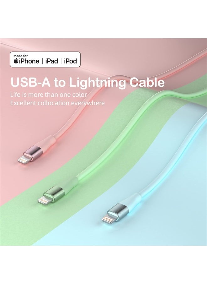 MenoSupp - iPhone Charger [Apple MFi Certified] 3Pack 10FT Lightning Cable Fast Charging iPhone Charger Cord Compatible with iPhone 13 12 11 Pro Max XR XS X 8 7 6 Plus SE and More (Multi-Color) - Image 1