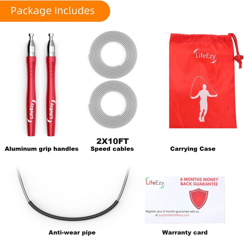 LIFEEZY Jump Rope, High Speed Weighted Jump Rope - Premium Quality Tangle-Free - Self-Locking Screw-Free Design - Jump Ropes for Fitness - Skipping Rope for Workout Fitness, Crossfit & Home Exercises - Image 2